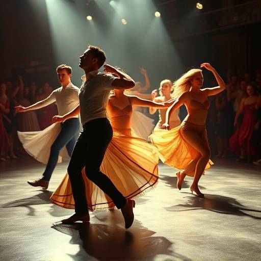 Affiche du documentaire 'L'Art en Mouvement', montrant des danseurs en pleine performance artistique.