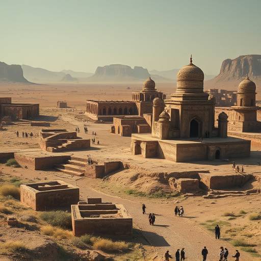Image du documentaire 'Les Merveilles de la Route de la Soie', montrant des paysages variés et des monuments historiques le long de l'ancienne route commerciale.